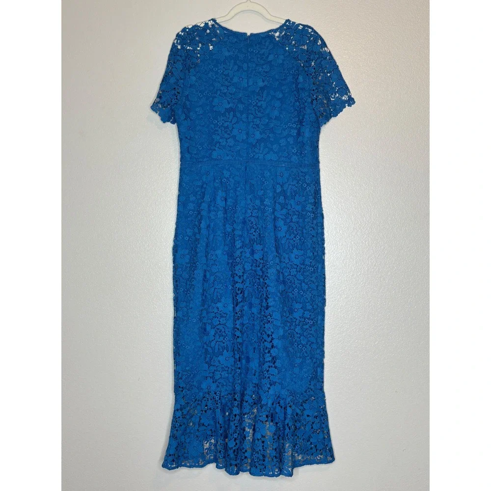 Shoshanna Edgecombe‎ Blue Floral Lace Midi High Low Dress Size 12